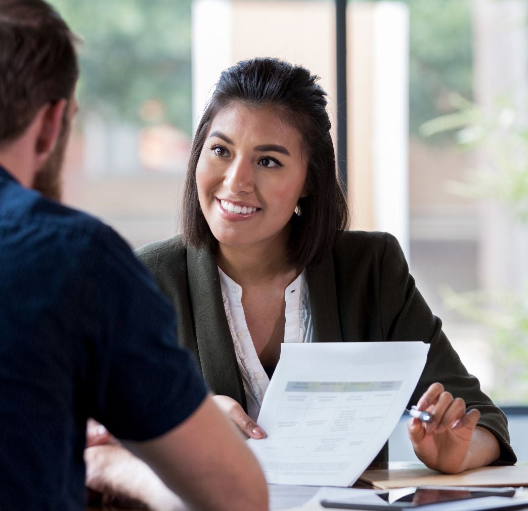 Broker with male and female client